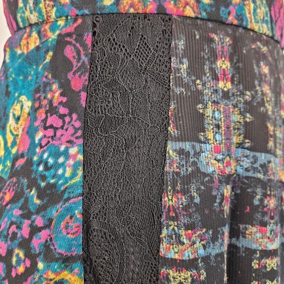 BCBGeneration Asymmetrical Lace Boho Floral Tapestry Sheer Chiffon Maxi Skirt S - Picture 5 of 13